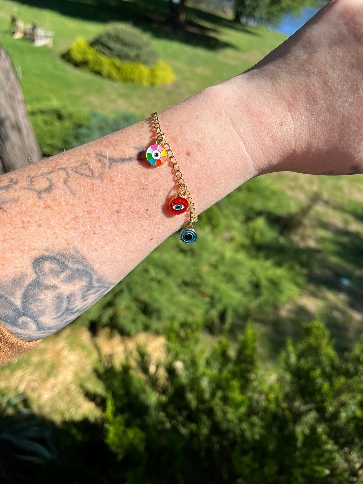 Sterling Silver Evil Eye Charm Bracelet