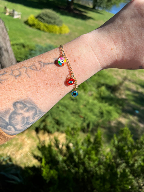 Sterling Silver Evil Eye Charm Bracelet