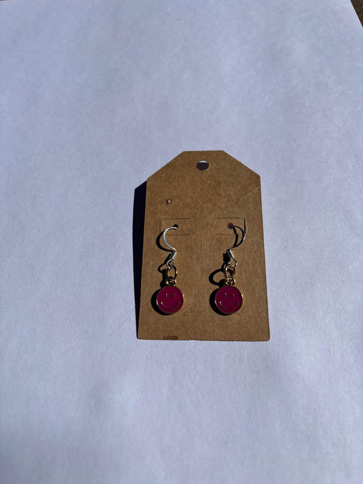 Resin Smiley Face Earrings with Sterling Silver Hooks