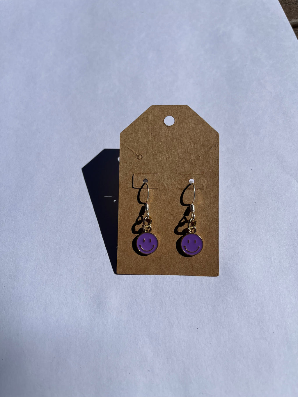Resin Smiley Face Earrings with Sterling Silver Hooks