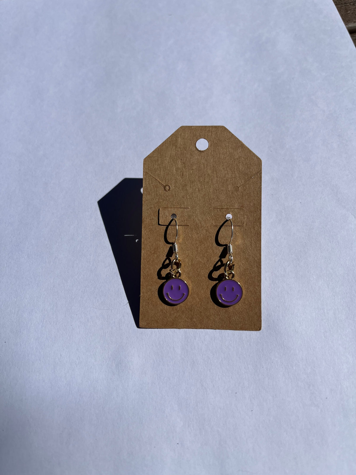 Resin Smiley Face Earrings with Sterling Silver Hooks