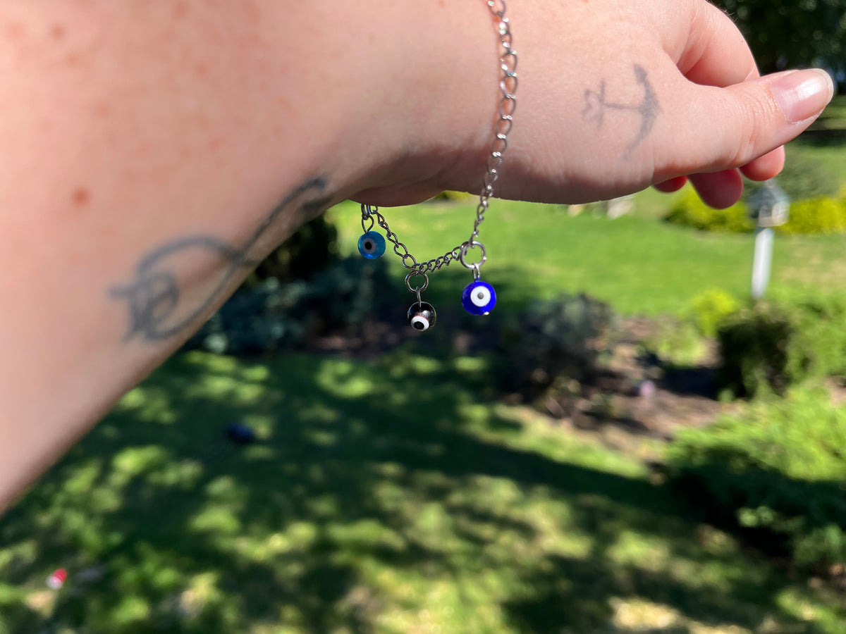 Sterling Silver Evil Eye Charm Bracelet